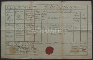 1832  2db Szekszárdi főiskolai bizonyítvány pecséttel