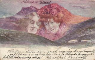 1898 Nebelwand, Rotwand ladies, artist signed (EB)