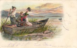 Alpinist folklore in the boat, litho