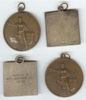 1939. Magyar Athletikai Szövetség/Kerületi Bajnoksága 4db díjérem (kétféle) szögletes és kör alakú T...
