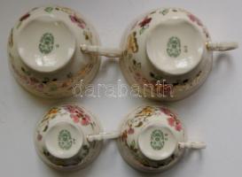 2-2db kézzel festett sorszámozott virágokkal díszített Zsolnay porcelán teás- és kávéscsésze hozzáta...
