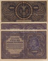 Lengyelország 1919. 1000M 3db I.,II.,III. széria T:III