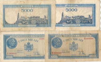 Románia 1944-45. 5000L 4db klf kiadási dátum T:III