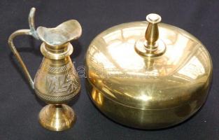 3db klf réz tárgy: bonbonier, kaspó, kis váza