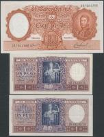 Argentína 1955-56. 1P (2x) "C" / "D" T:II + 1967-69. 100P T:I Argentina 1955-56. 1 Peso (2x) "C" / "D" C:XF + 1967-69. 100 Pesos C:Unc