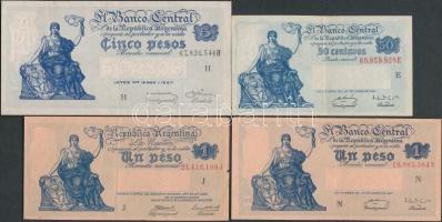 Argentína 1948-50. 50c + 1948-51. 1P (2x) "J" / "N" + 1951-59. 5P "H" T:II,II- Argentina 1948-50. 50 centavos + 1948-51. 1 Peso (2x) "J" / "N" + 1951-59. "H" C:XF,VF