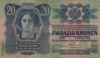 1913. 20K II. kiadás (4x) piros "Magyarország" körbélyegzővel T:III+,III