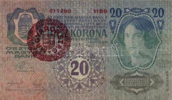 1913. 20K II. kiadás (4x) piros "Magyarország" körbélyegzővel T:III+,III