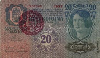 1913. 20K II. kiadás (4x) piros "Magyarország" körbélyegzővel T:III+,III