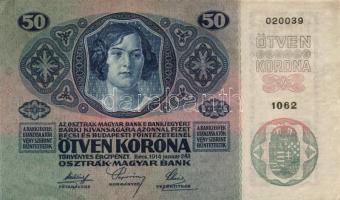 1914. 50K (5x) egymás utáni és egymáshoz közeli sorszámok T:I-