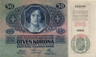 1914. 50K (5x) egymás utáni és egymáshoz közeli sorszámok T:I-