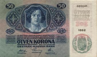 1914. 50K (5x) egymás utáni és egymáshoz közeli sorszámok T:I-