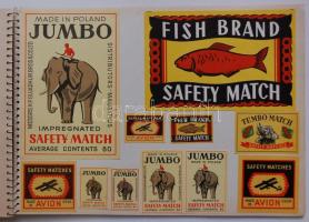 440db külföldi gyufacímke füzetbe rendezve