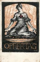 Opfertag 1917, woman with a red cross, propaganda s: D. W. (fl)