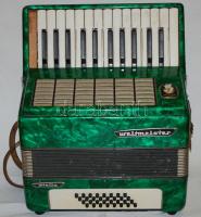 Weltmeister Stella típusú jó állapotú tangóharmonika (utolsó billentyű pótolt) / Vintage piano accordion, last key supplemented, works well