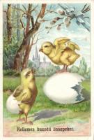 Easter chicks litho, Húsvét, csibék, litho