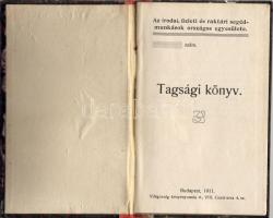 1911 Az irodai, üzleti és raktári segédmunkások orsz. egyesületének tagsági könyve
