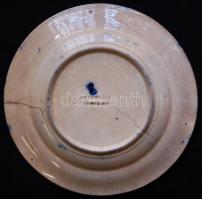 XIX. század közepéből származó jelzett porcelán tányér (repedt) /
Chinaware plate (cracked) d: 19cm