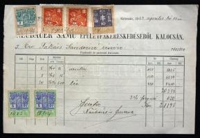 1923 Neubauer Samu Litho reklámos számla okmánybélyegekkel