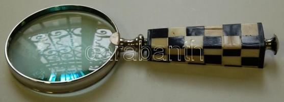 Pepita csontberakásos nyelű nagyító hibátlan állapotban /
Magnifying glass with ivory inlaid handle ...