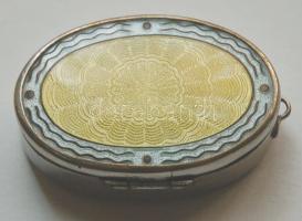 Kis nyakba akasztható fém púderkompakt szép és hibátlan zománcozott fedővel / Vintage compact with nice enamel decoration 4,5x3cm