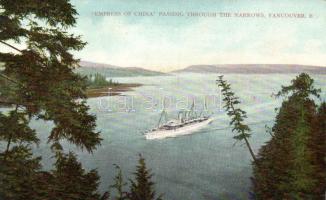 SS Empress of China (Chinese Queen), passing through the narrows, Vancouver