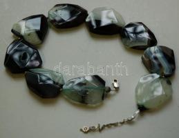 Zöld achát nyaklánc ezüst (Ag) szerelékkel /
Green agate necklace with silver accessory 50cm