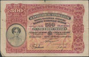 Svájc 1923. 500Fr T:III  Switzerland 1923. 500 Francs C:F