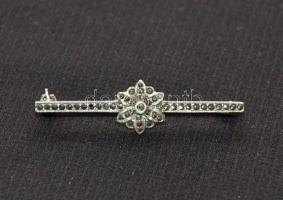 Dekoratív ezüst (Ag) bross markazitokkal díszítve / Silver brooch with marcasite 4,29gr 5cm