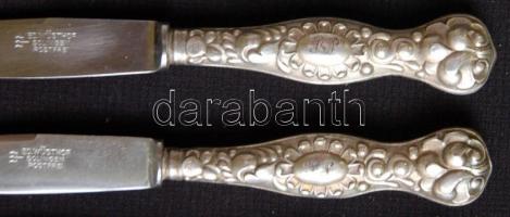 1840-1866 6db altwien kés Solingeni éllel és 13 latos jelzésű ezüst (Ag) nyéllel /
6 Altwien knifes ...