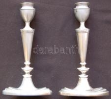 Ezüstözött ón gyertyatartó pár 20cm magasak