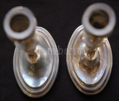 Ezüstözött ón gyertyatartó pár 20cm magasak