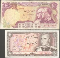 Irán 1974-79. 20R + 1976. 100R T:II,III Iran 1974-79. 20 Rials + 1976. 100 Rials C:XF,F