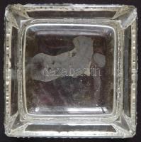 Nagyméretű üveg hamutál / Vintage glass ashtray 15x15x6cm