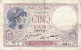 Franciaország 1928. 5Fr + 10Fr T:III
France 1928. 5 Francs + 10 Francs C:F