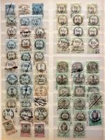 1850-1880 62 darabos okmánybélyeg-gyűjtemény benne 12db CM-es kiadás /  1850-1880 Collection of 62 document stamps with 12 CM issues