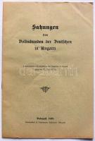 A Magyarországi Volksbund alapszabályai / 1939 The statutes of the Hungarian Volksbund. Bp., 1939 Buschman. 8p.