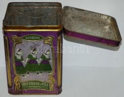 Nagyméretű szecessziós fém csokoládés doboz 27x18x18cm