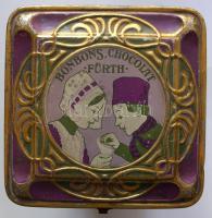 Nagyméretű szecessziós fém csokoládés doboz 27x18x18cm