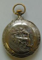 1906 Doxa Anti-Magnétique nagyméretű ezüst (Ag) vasutas zsebóra porcelán számlappal (sérült!), másod...