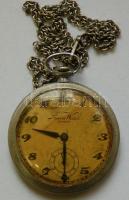 cca 1900 Fluva Watch svájci zsebóra másodpercmutatóval és lánccal, szépen jár / Swiss pocket watch, works well