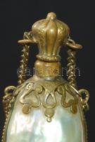 Kagylóhéj parfümös üveg réz foglalatban 6cm