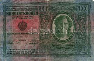 1912. 100K mindkét oldal német és piros vízszintes "Deutschösterreich" felülnyomással + 19...