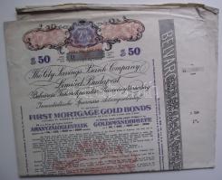 Budapest ~1925. "Belvárosi Takarékpénztár Részvénytársaság" aranyzáloglevele 50$ értékben ...