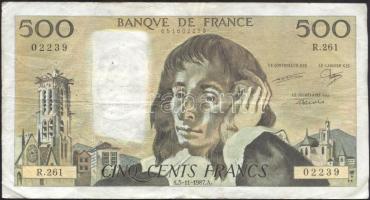 Franciaország 1987. 500Fr T:III (apró tűlyukak) France 1987. 500 Francs C:F