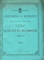 1900 Az első magyar gyapjúmosó és bizományi Rt. jelentése és zárszámadása