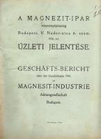 1915 A Magnezitipar Rt. jelentése és zárszámadása; Goldberger és Társa nyomda