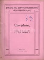 1915 Az Európai Áru- és podgyászbiztosító Rt. jelentése és zárszámadása