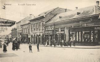 Losonc Kossuth Lajos street, Shop of Milnár János; Bicskei Zoltán; Laufer Manó; Schwarcz Jakab