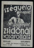 cca 1943 Magyar Nemzetiszocialista Párt címke 10x17 cm